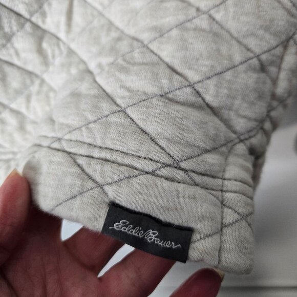 Eddie Bauer Men's Size M Quilted 1/4 Zip Pullover Sweatshirt Diamond Mock Taupe - Picture 3 of 11